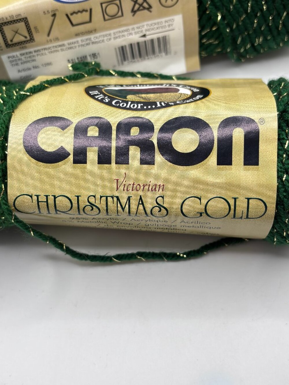 Caron Victorian Christmas Gold Balsam Green 1951 LOT 61951 2 Skeins Vintage